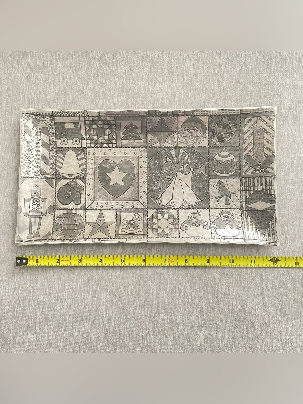 Wendell August Holiday Patchwork Aluminum Rectangular Tray Made in USA